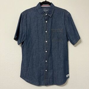 PD&C Men's/women's‎ Short Sleeve, Indigo Blue Button Down Denim Shirt